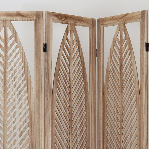 Biombo 4 cuerpos madera hojas