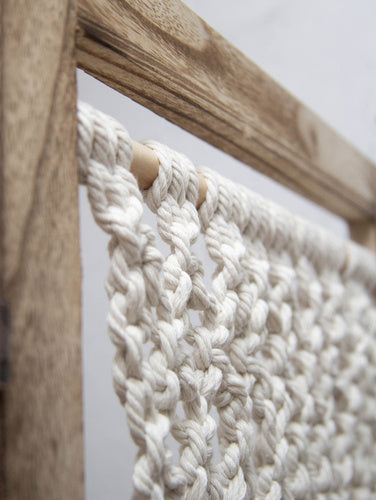 Biombo 4 cuerpos madera / macramé