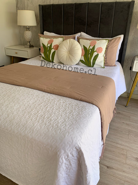 Cubrecama bordado 1.5P Blanco