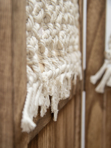 Biombo 4 cuerpos madera / macramé