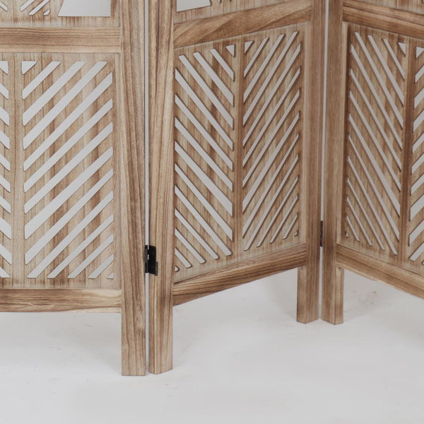 Biombo 4 cuerpos madera hojas