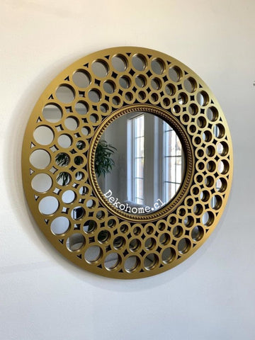 Espejo circular dorado