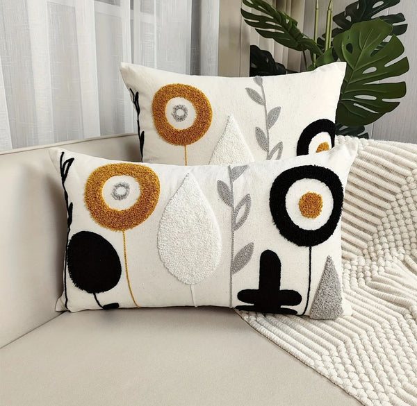 Funda floreada rectangular Círculos negros.