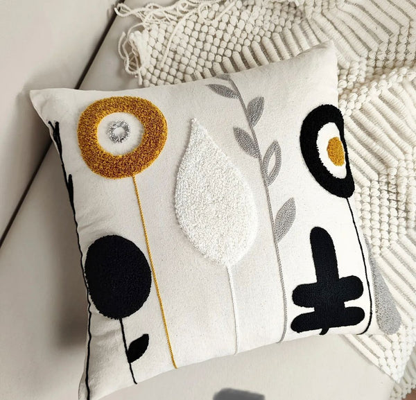 Funda bordada círculos negros