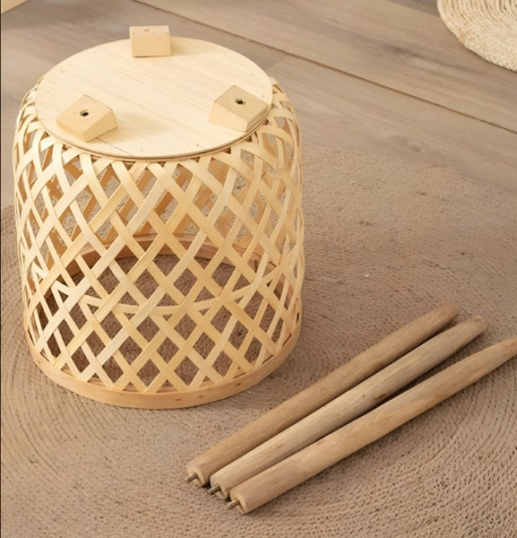 Trio de maceteros madera bambú