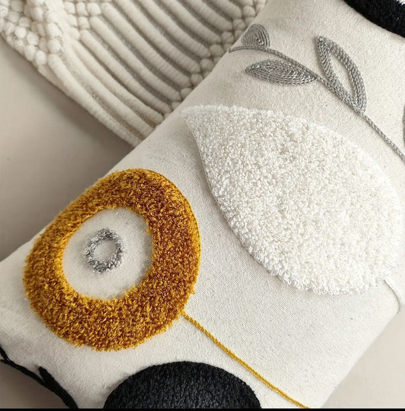 Funda bordada círculos negros