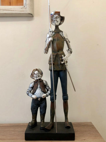 Quijote de la mancha y Sancho silver