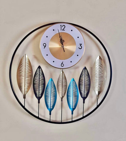 Reloj circular Hojas turquesa