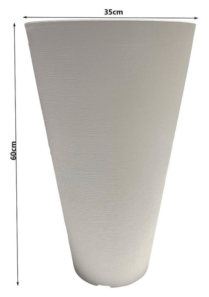 Macetero Plástico cónico 60cm Blanco Grafiato
