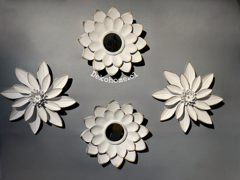 Set de flores más espejos blancos