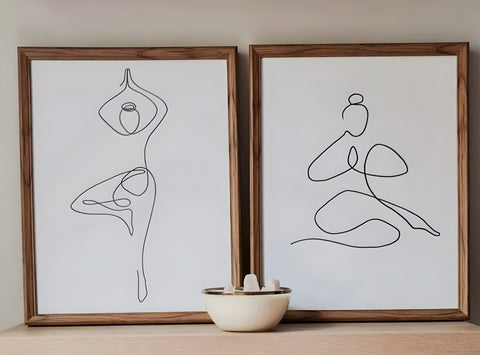 Set de cuadros vidrio Mod: Yoga marco madera