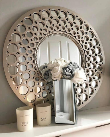 Espejo circular gris