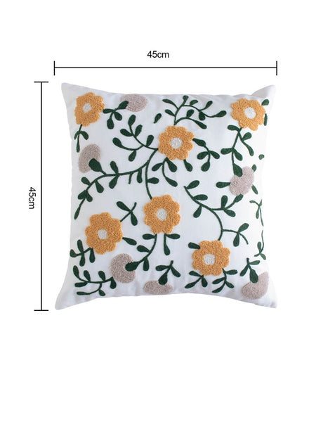 Funda cojín bordada Floreada