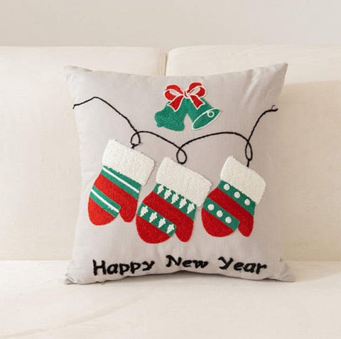 Funda cojín bordada Navidad Mod:Guantes