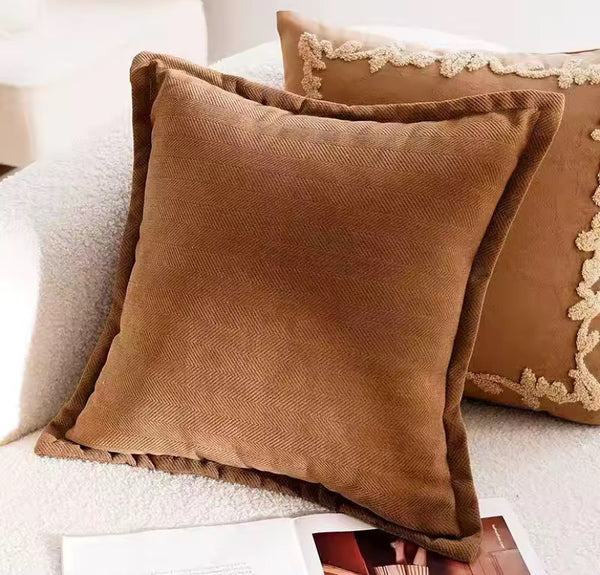 Funda Cojín Chenille Terracota Mod: Pestaña