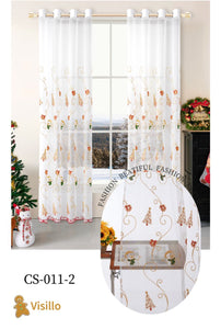 02 Visillos bordados Navidad Mod:03 Pinos dorados