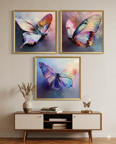 Tríptico mariposas 60x60cm