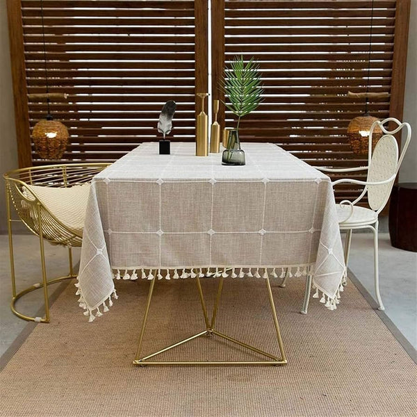 Mantel con flecos beige