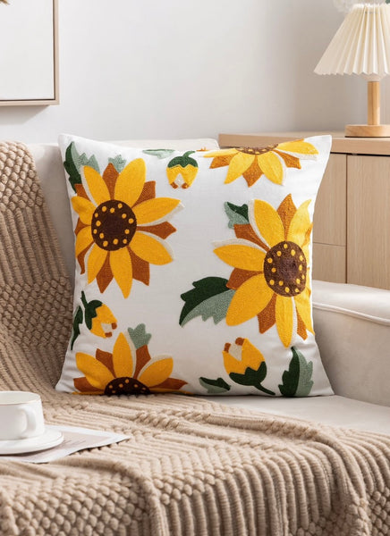 Piecera bordada girasoles 200x 70cm+ 2 fundas Mod Flores turquesa