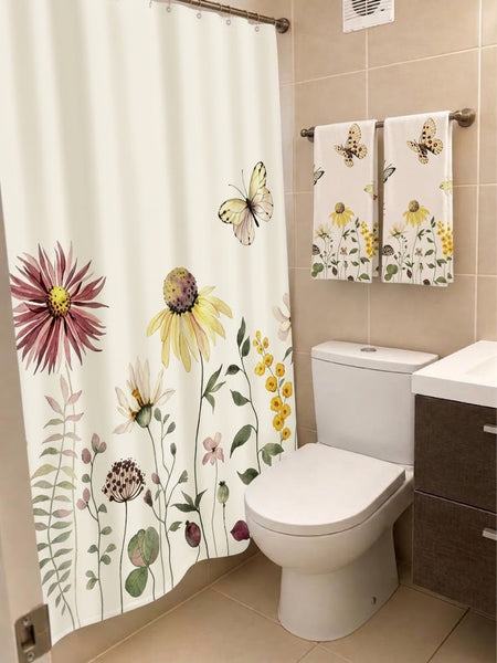 Cortina de baño Floreada