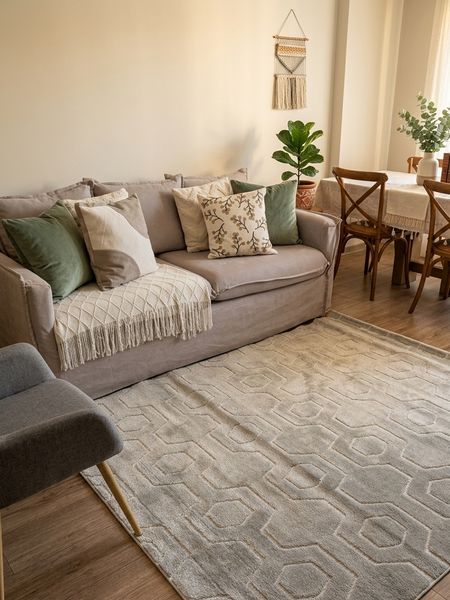 Alfombra beige 160x230 panal taupe