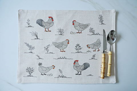 Pack 6 individuales Gallinas