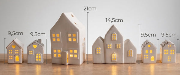 Villa 6 casas de cerámica con luz