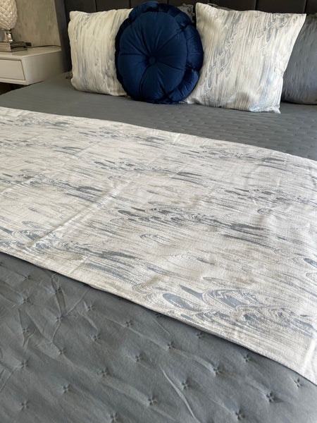 Piecera jacquard + 02 fundas de cojín azul