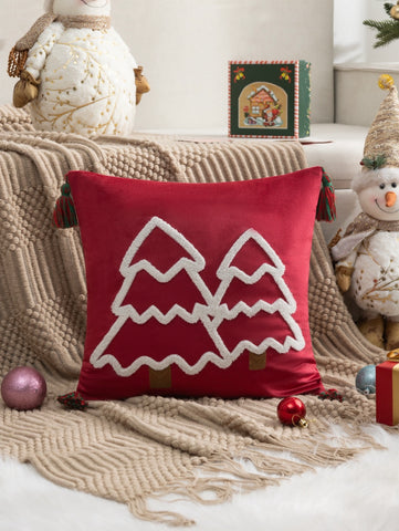 Funda cojín bordada Navidad Mod:2 Pino Rojo