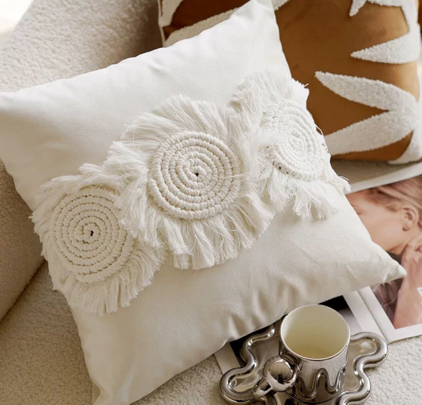 Funda cojín boho macramé