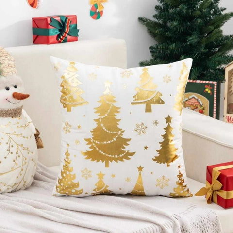 Funda cojín navidad Mod:Árboles dorado