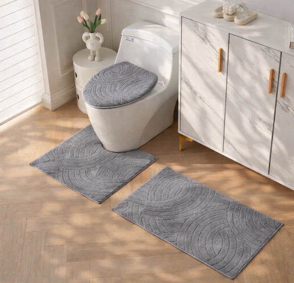 Set alfombras de baño 3 piezas gris