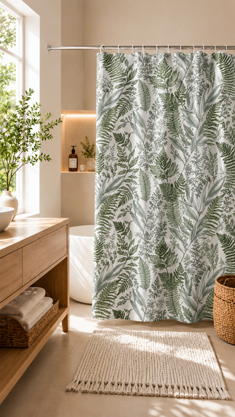 Cortina de baño CB29 hojas verdes