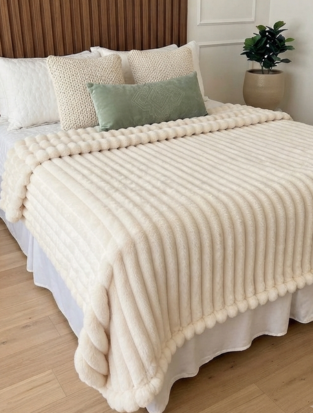 Frazada Mod: Canelones blanco invierno  200x230cm
