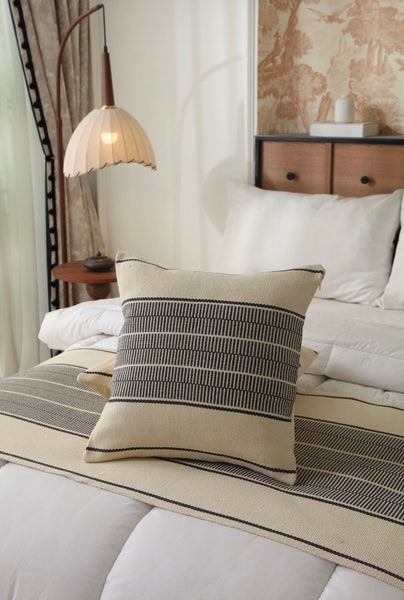 Set piecera Crucero rayas + 02 fundas de cojín