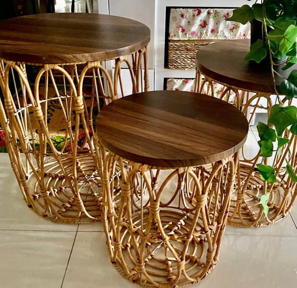 Trio de mesas estilo canastos