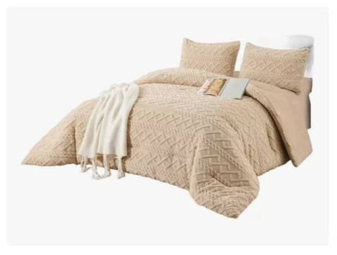 Cubrecama Súper king con diseño beige