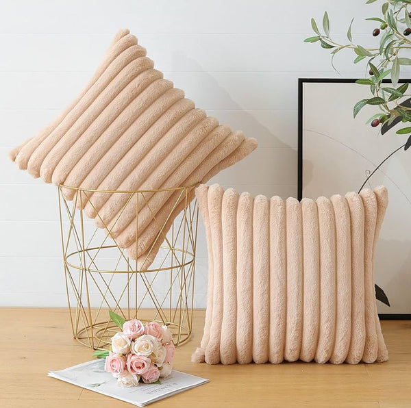 Funda cojín canelones beige