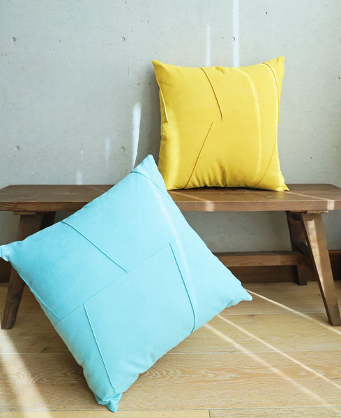 Funda de cojín Simil cuero amarilla