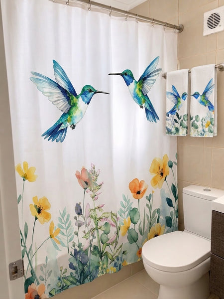 Cortina de baño Picaflor azul