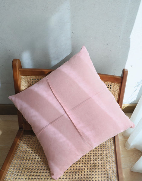 Funda de cojín Simil cuero rosada