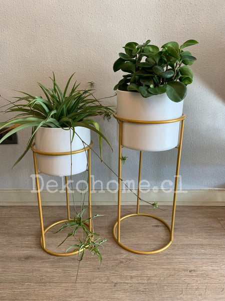 Duo maceteros metálico blanco