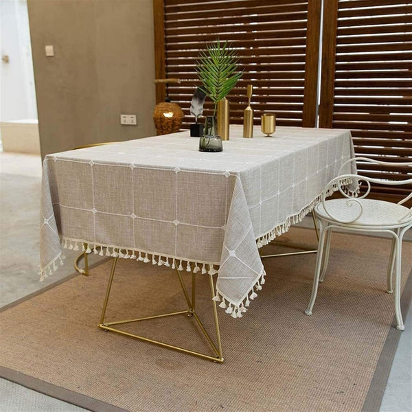 Mantel con flecos beige