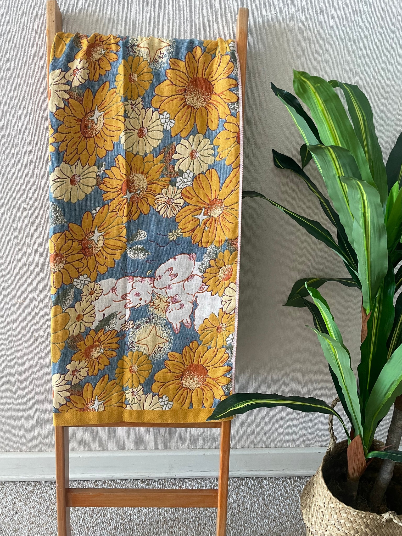 Manta bordada reversible Girasol