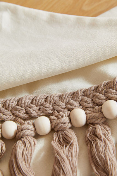 Funda cojín boho borlas macramé