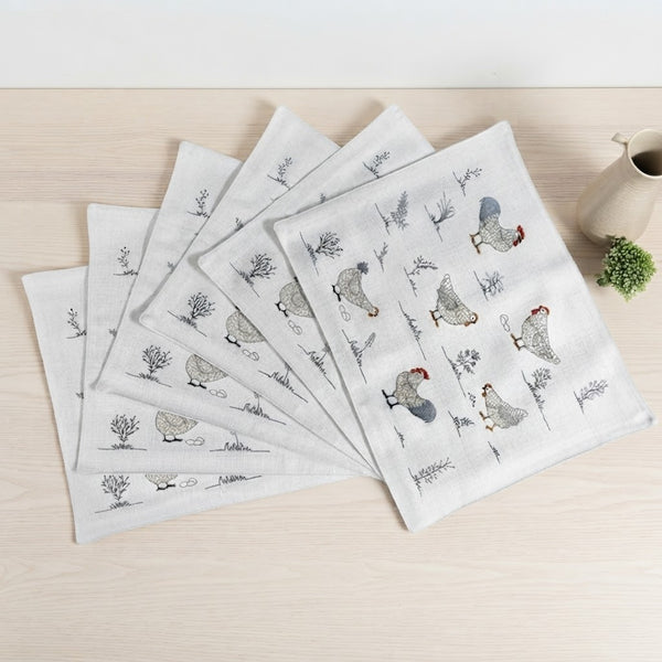 Pack 6 individuales gallinas