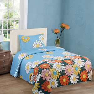 Cubrecama estampado 1 1/2P Flores
