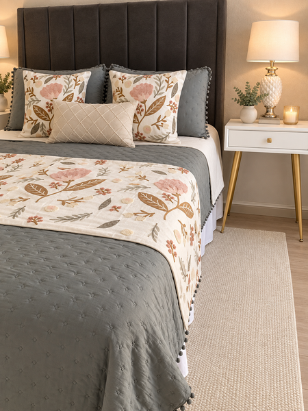 Quilt pompón Gris King