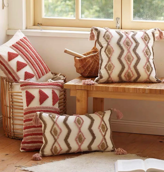 Funda bordada boho hexagonal rectangular