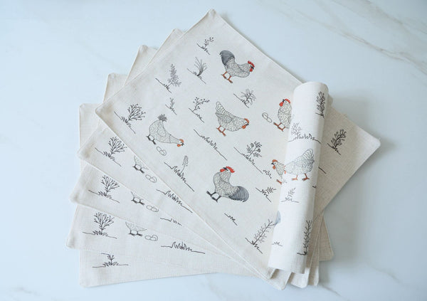 Pack 6 individuales Gallinas